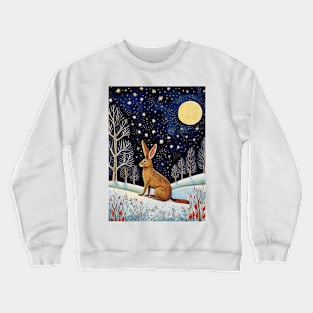 Moonlit Reverie: The Hare's Serenity Crewneck Sweatshirt